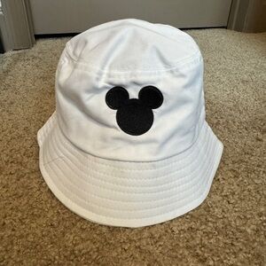 White Bucket Hat with Black Mickey Mouse Ears